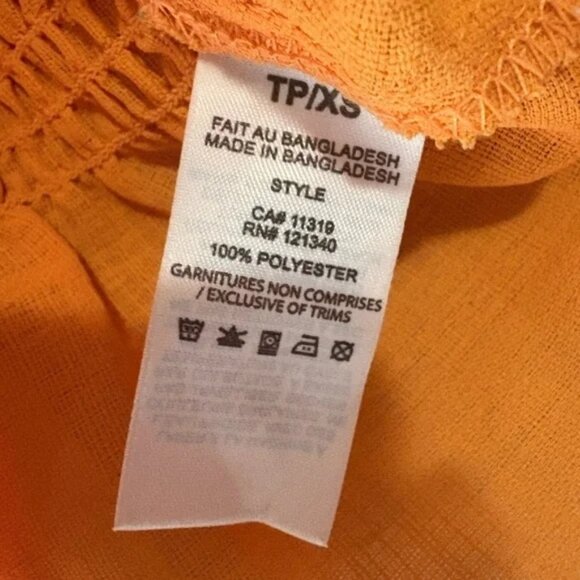 Dynamite, size xs, Orange Smocked Peplum cropped summer Top - Picture 3 of 5